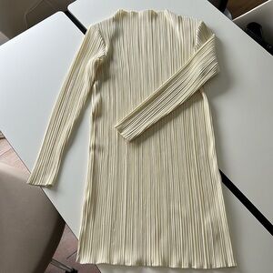 Anine Bing Pleated Long Sleeve Kira Dress - Ivory